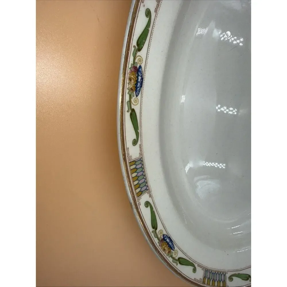 Antique 1891-1914 W.H. Grindley “antique Green” 2 Porcelain Pieces Green/Gold